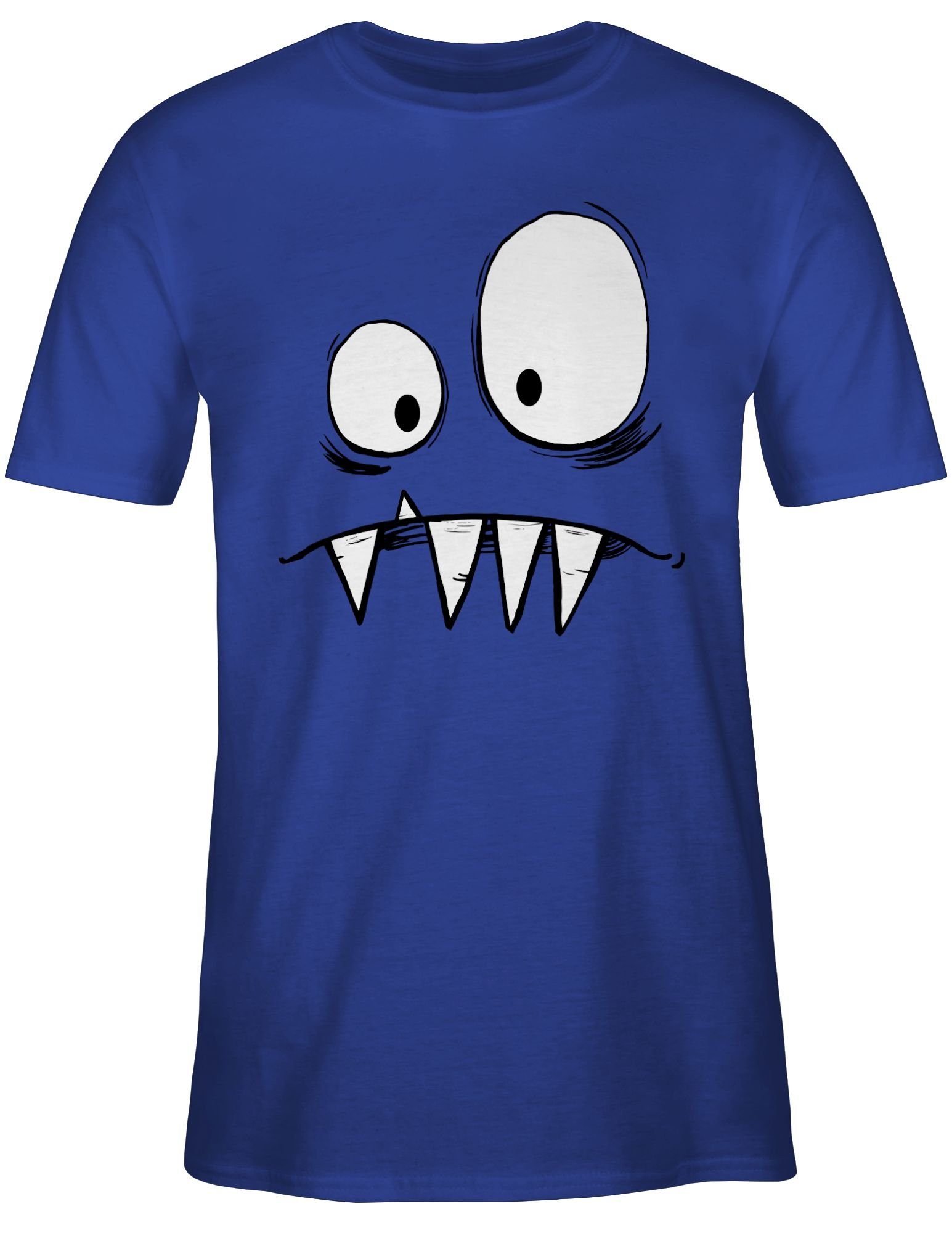 Shirtracer T-Shirt Freches Monster große Fasching Karneval 02 gruselige & Augen Zähne Royalblau