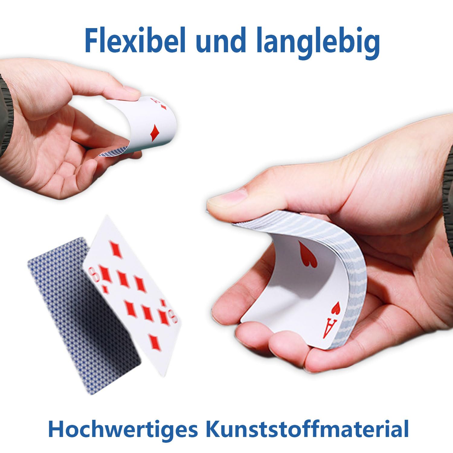CLTYQ Spiel Plastik Spielkarten Wasserfestes Kartenspiel 100% Wasserdichter, Spielkarten für Camping , Luxus-Design Mit Klassischer Karte1Deck, Blau