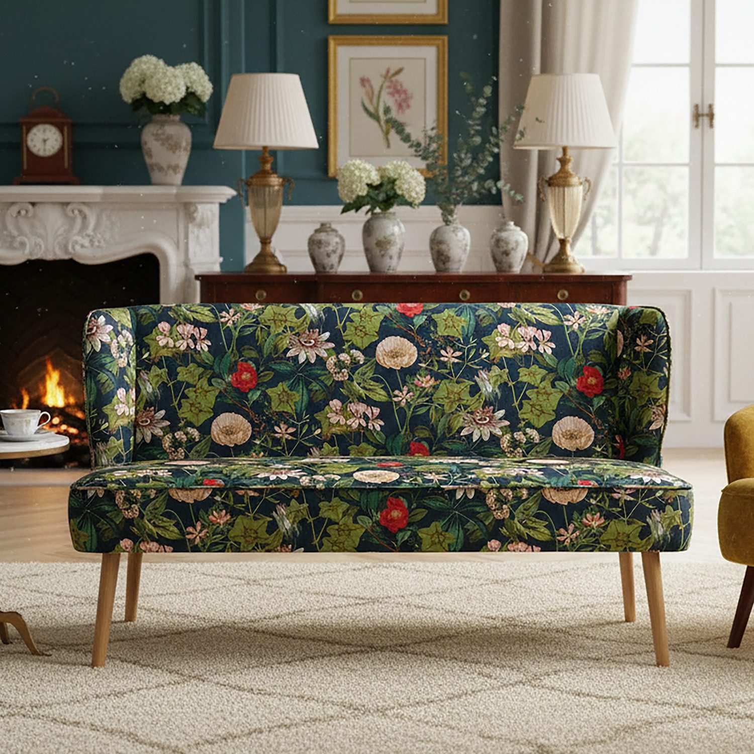 DUBI Möbel Essbank Sophia, Federkernbox gepolstert, mit Rückenlehne, 140cm, Holzbeine Eiche