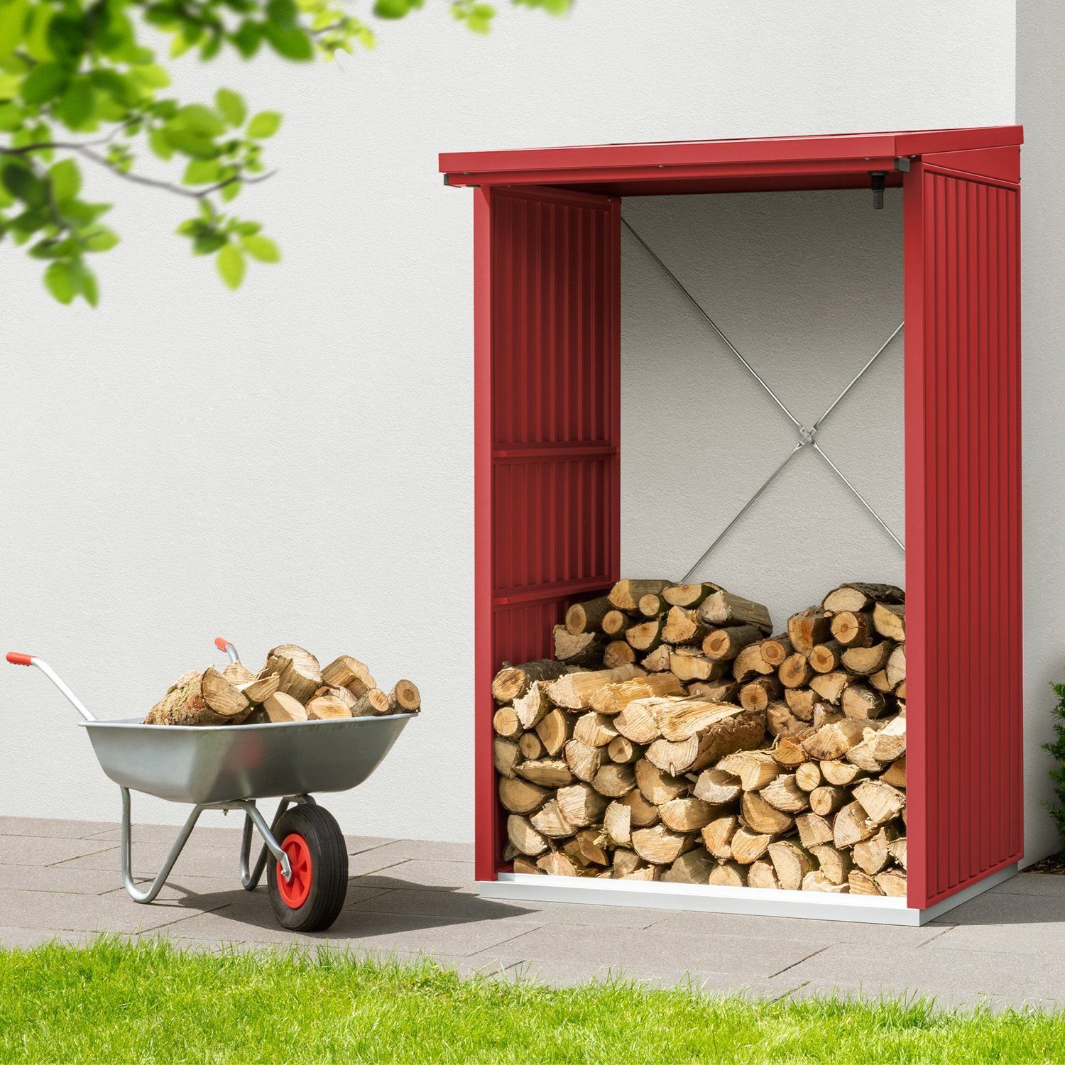 Hörmann Ecostar Kaminholzregal aus Metall "Trend Typ 1", feuerverzinktes Stahlblech