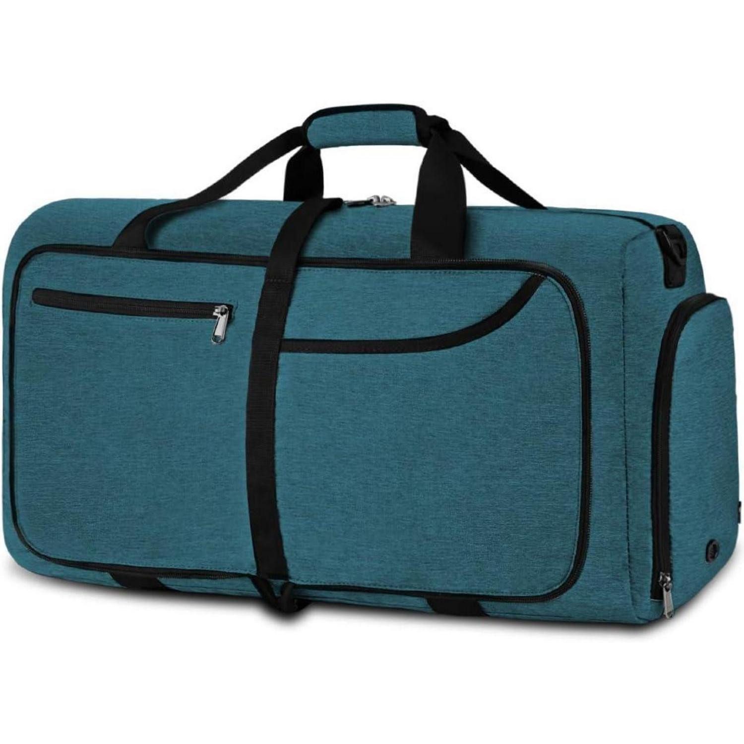 Reisetasche Reisetasche Groß 65L Faltbar Leicht Sporttasche Herren Damen Schwarz