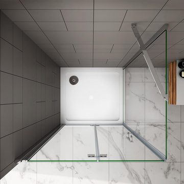 duschspa Eckdusche Nano Glas ESG Falttür mit Seitenwand Duschtür Scharniertür Duschkabine, BxT: 70x70 cm, Einscheibensicherheitsglas, Sicherheitsglas, Set, ebenerdiger Einbau möglich