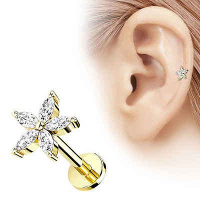 Taffstyle Piercing-Set Tragus Ohr Knorpel Helix Piercing Kristall Blüte, Piercing Stecker Glitzer Kugeln Ohr Cartilage Ohrpiercing Barbell Stab