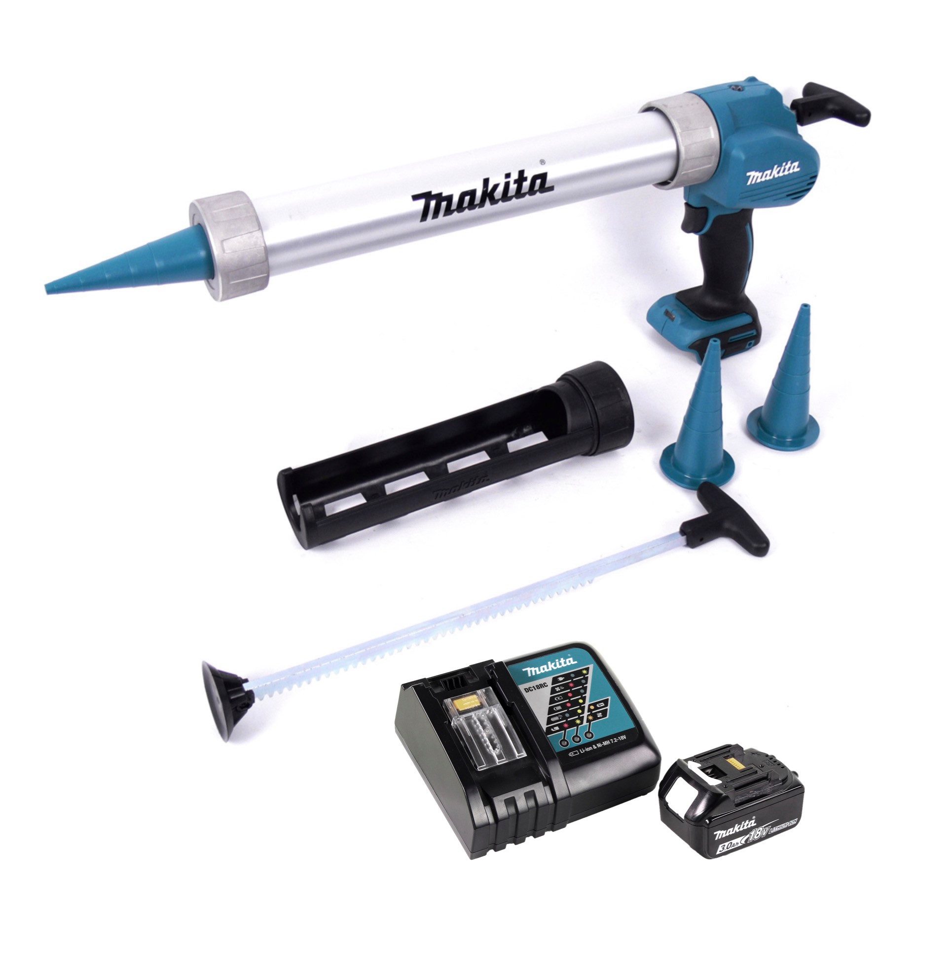 Makita Akku-Kartuschenpistole DCG 180 RF1X Akku Kartuschenpistole 18 V 300 / 600 ml + 1x Akku 3,0