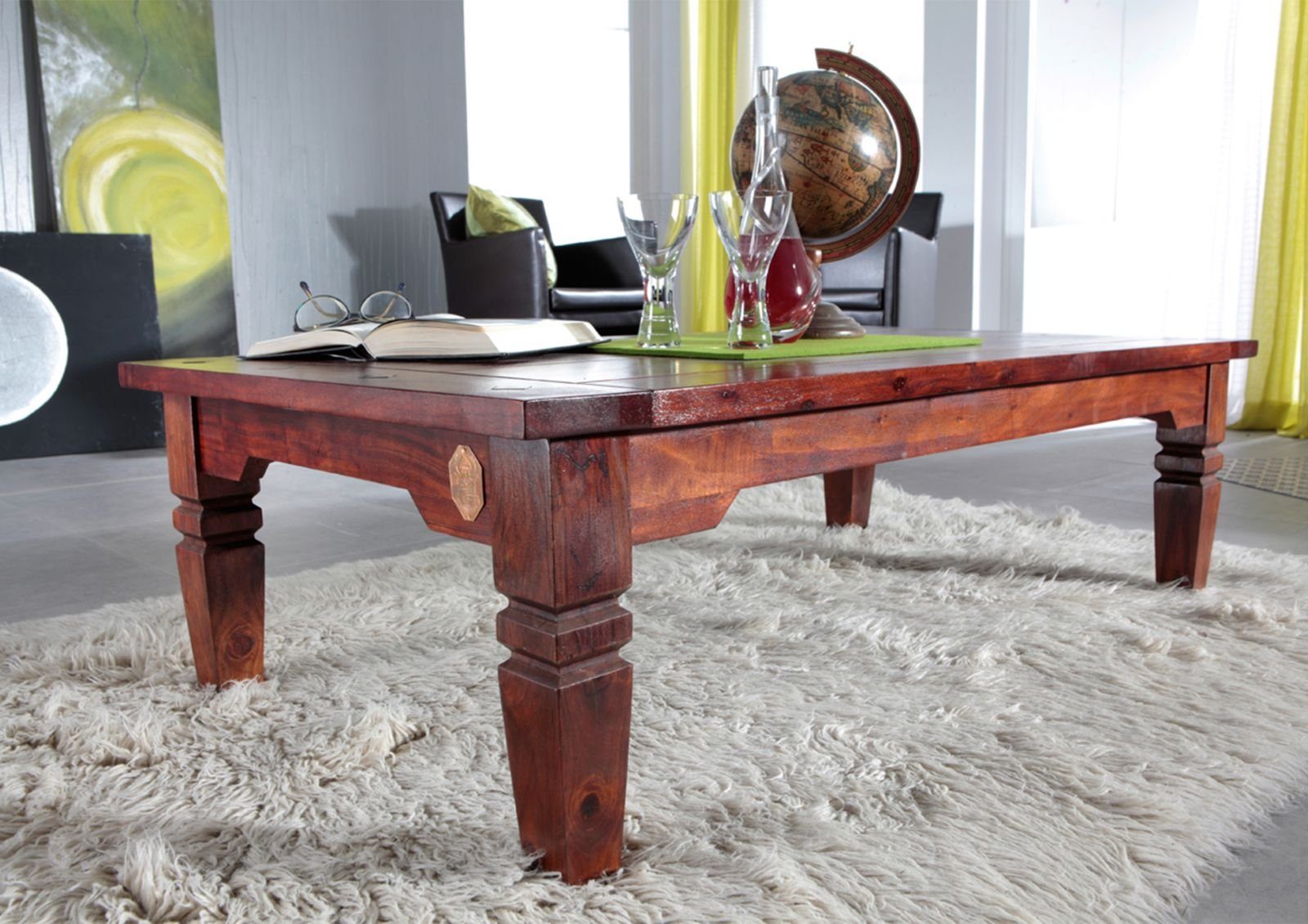 Massivmoebel24 Couchtisch Couchtisch Akazie 110x60x40 nougat lackiert OXFOR günstig online kaufen