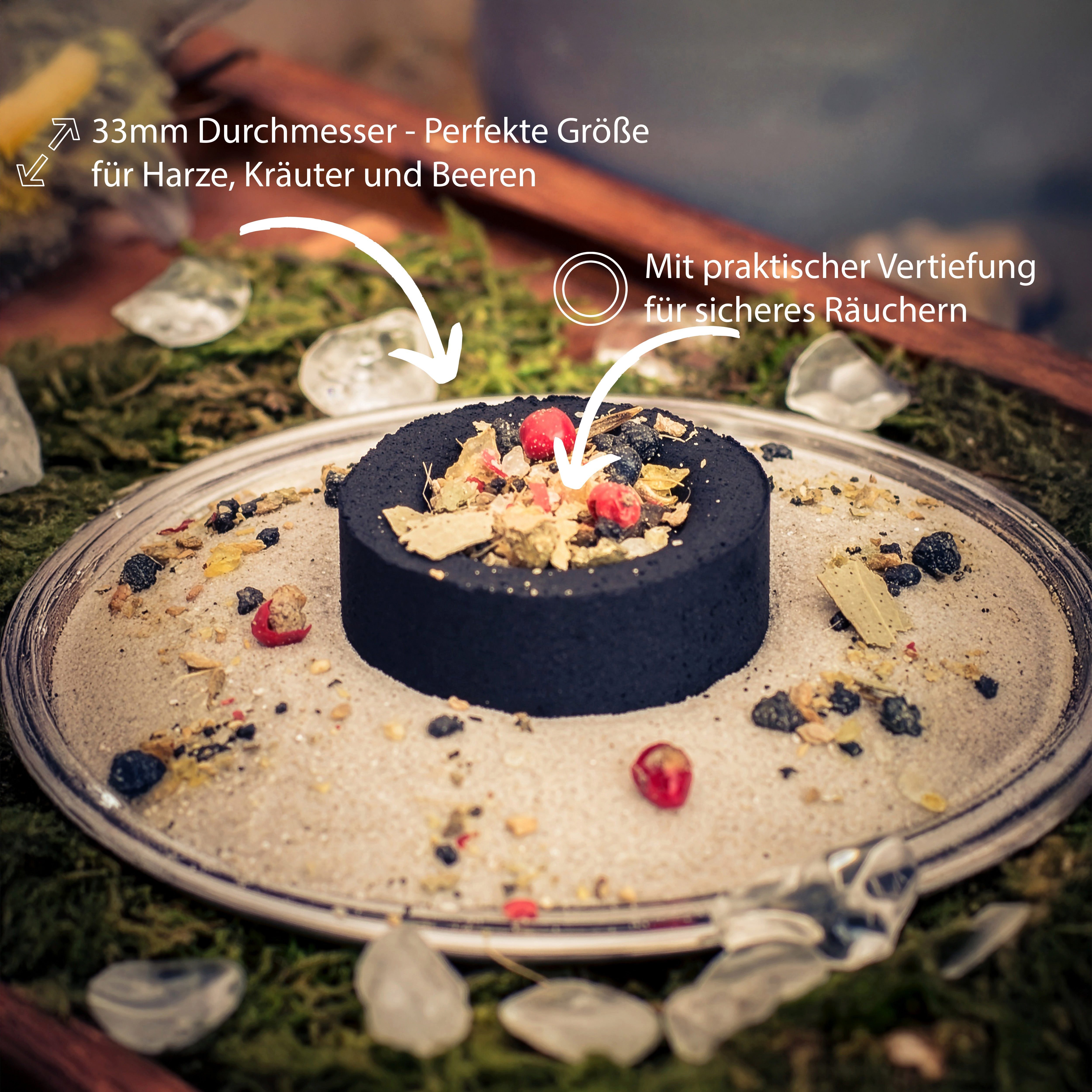 Lebensquelle Plus Räucherstäbchen-Halter Selbstzündende Räucherkohle Ø 33 mm, 100 Stück - 1 Karton