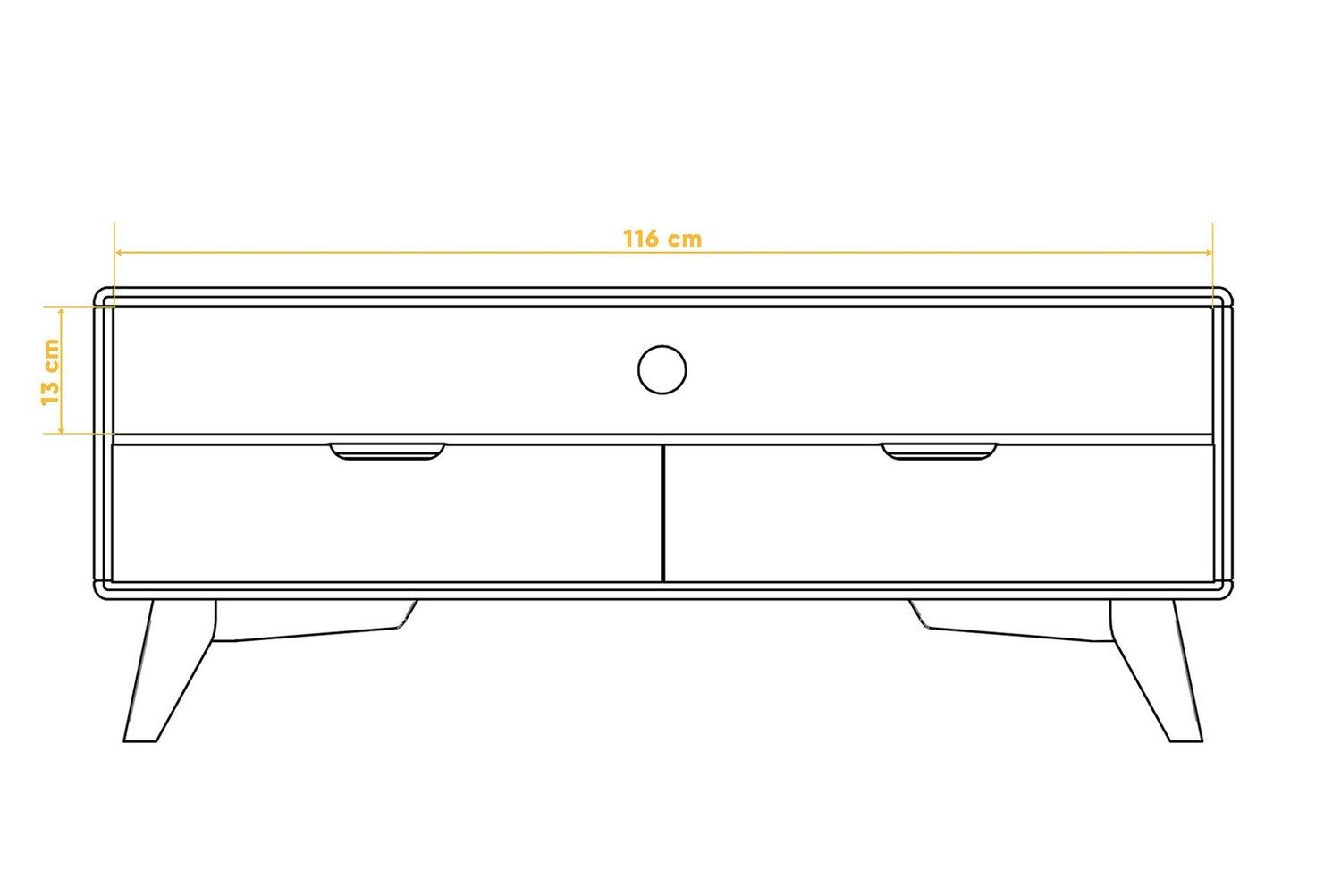 Natur24 Lowboard TV-Board Gerg Kernbuche 120x40x48 mit 2 Schubladen und offenem Fach