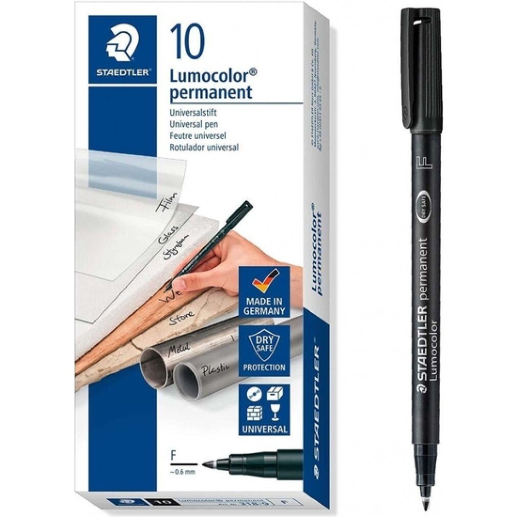 Marker 10 Lumocolor Folienstifte schwarz 0,6 mm permanent