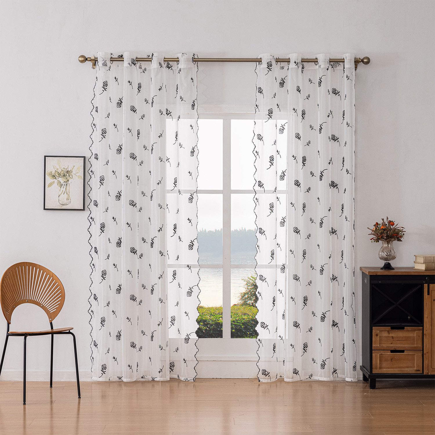 BYSURE Gardine, Ösen (2 St), Bestickte günstig online kaufen