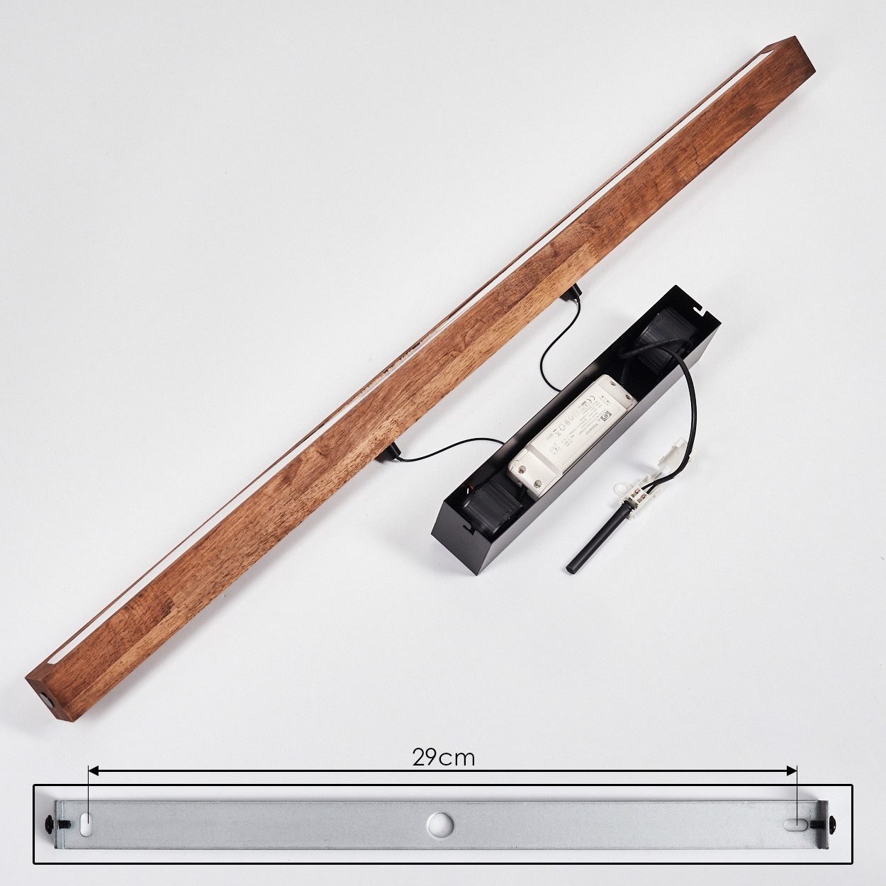 hofstein Pendelleuchte dimmbare Hängelampe aus Metall/Holz/Kunststoff in Schwarz/Dunkelbraun, LED wechselbar, 3000-6000 Kelvin, skandinavisches Design, Touchdimmer, LED 24 Watt, 2550 Lumen