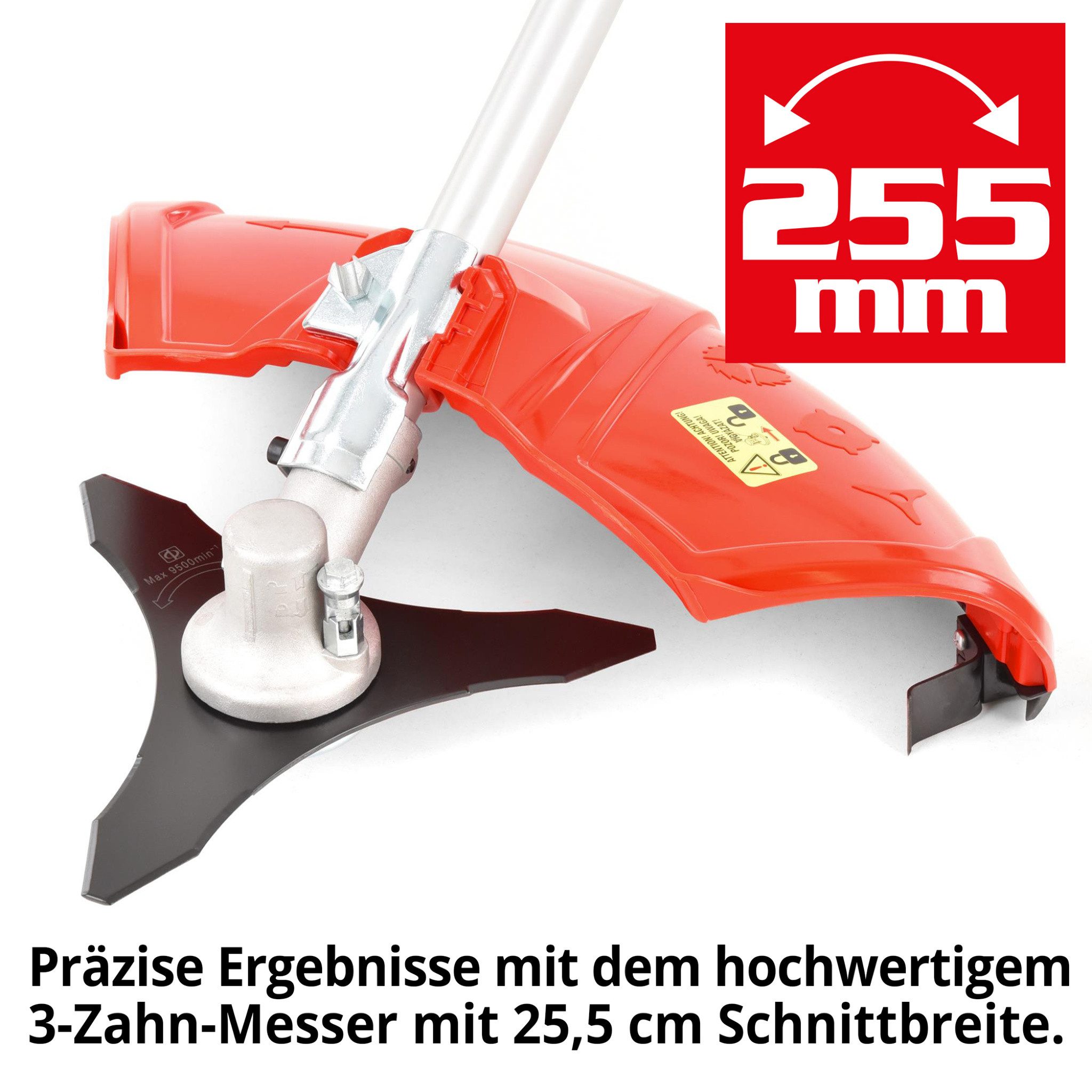 Hecht Benzin-Freischneider mit Tragegurt, 52 cm³ / 2 PS, 25,5 cm Arbeitsbreite Messer, 43 cm Arbeitsbreite Faden, Easy Start-System, 9,1 kg