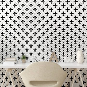 Abakuhaus Vinyltapete selbstklebendes Wohnzimmer Küchenakzent, Fleur De Lis Französisch Motive