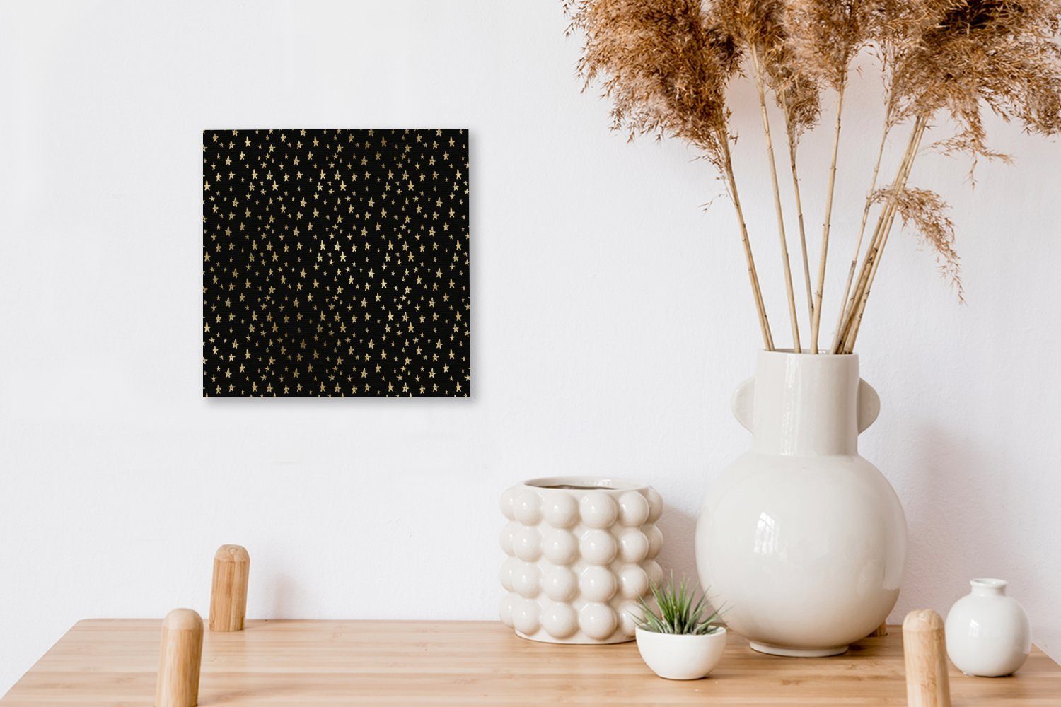 OneMillionCanvasses® Leinwandbild Muster - Sterne Wohnzimmer Gold, Leinwand Schlafzimmer St), Bilder (1 für 