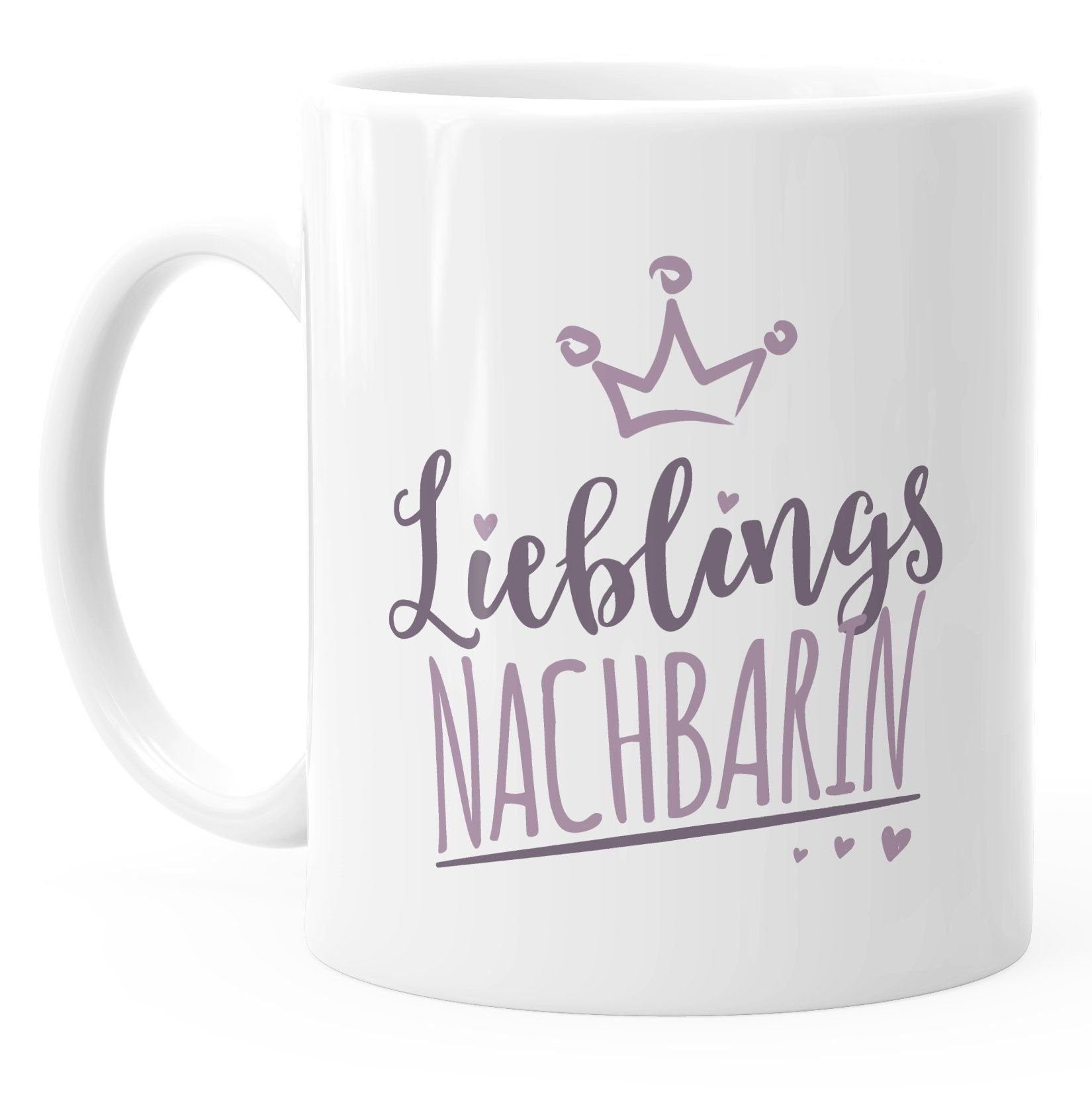 weiß Kollegin/Nachbarin Geschenk Nachbarin Keramik Tasse Lieblingsperson Kronemotiv Kaffee-Tasse - mit Lieblings Schriftzug Moonworks®, MoonWorks