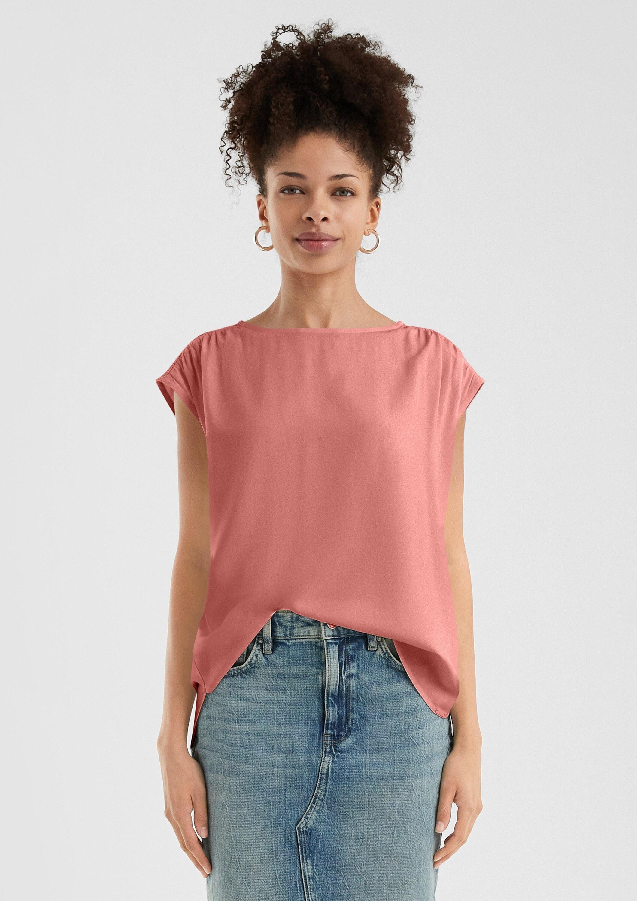QS Kurzarmbluse Bluse Lockere Viskosebluse mit günstig online kaufen