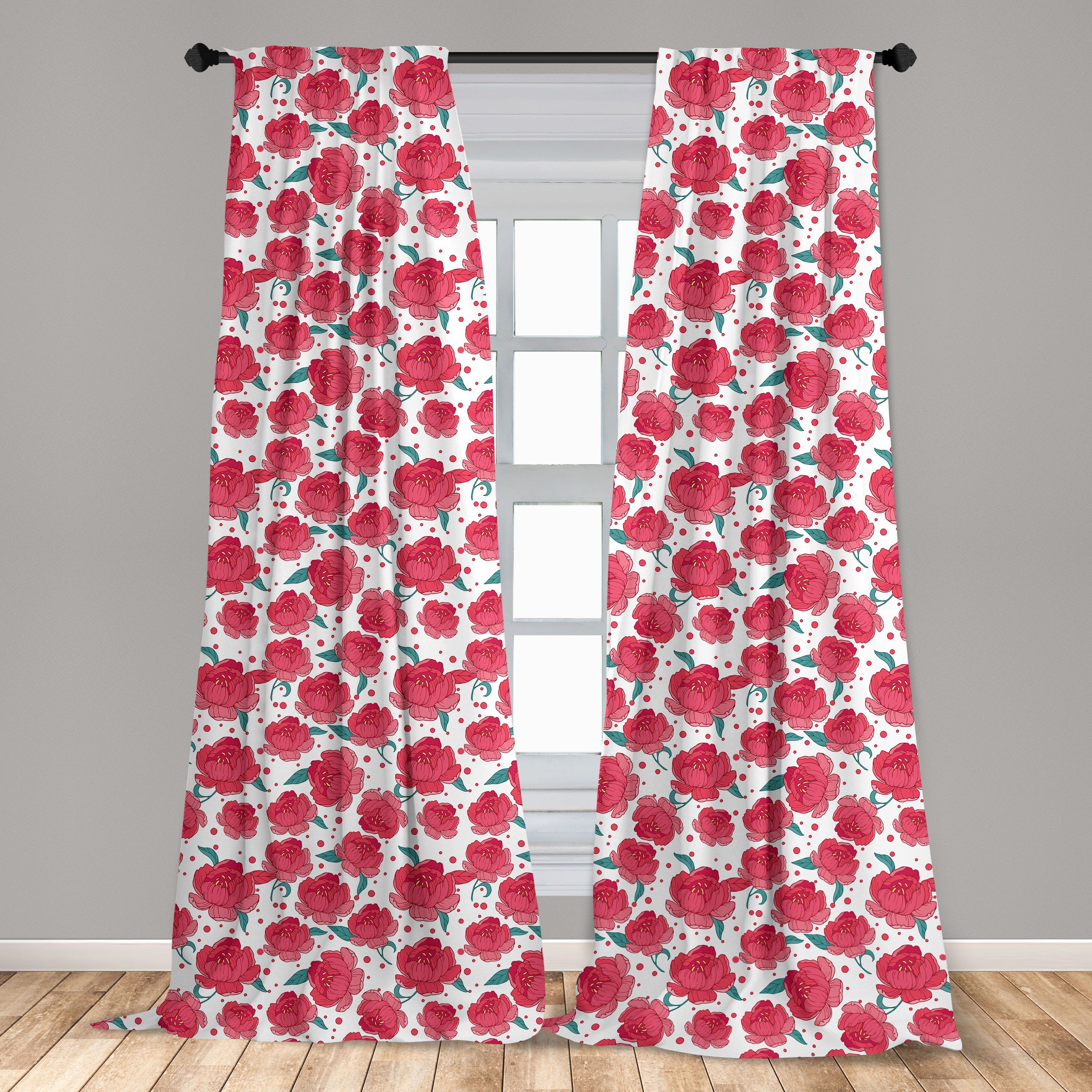 Gardine Vorhang für Wohnzimmer Schlafzimmer Microfaser, Blumen Romantische Blüten Abakuhaus, Frühling Dekor