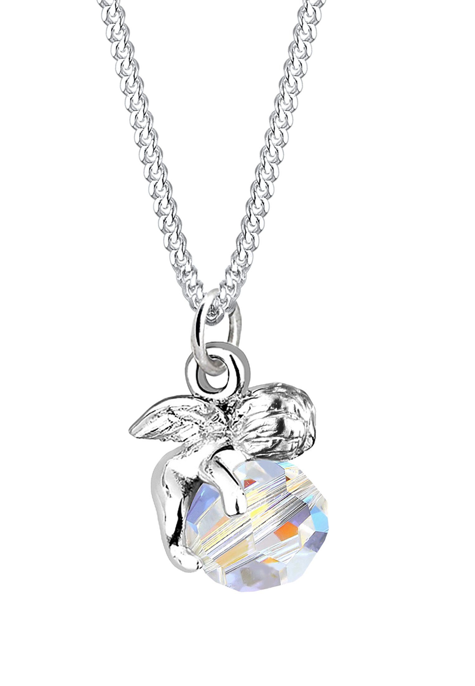 Elli Kette mit Anhänger Engel mit Kristalle Kugel 925 Sterling Silber, Engel – Bild 4 von 5