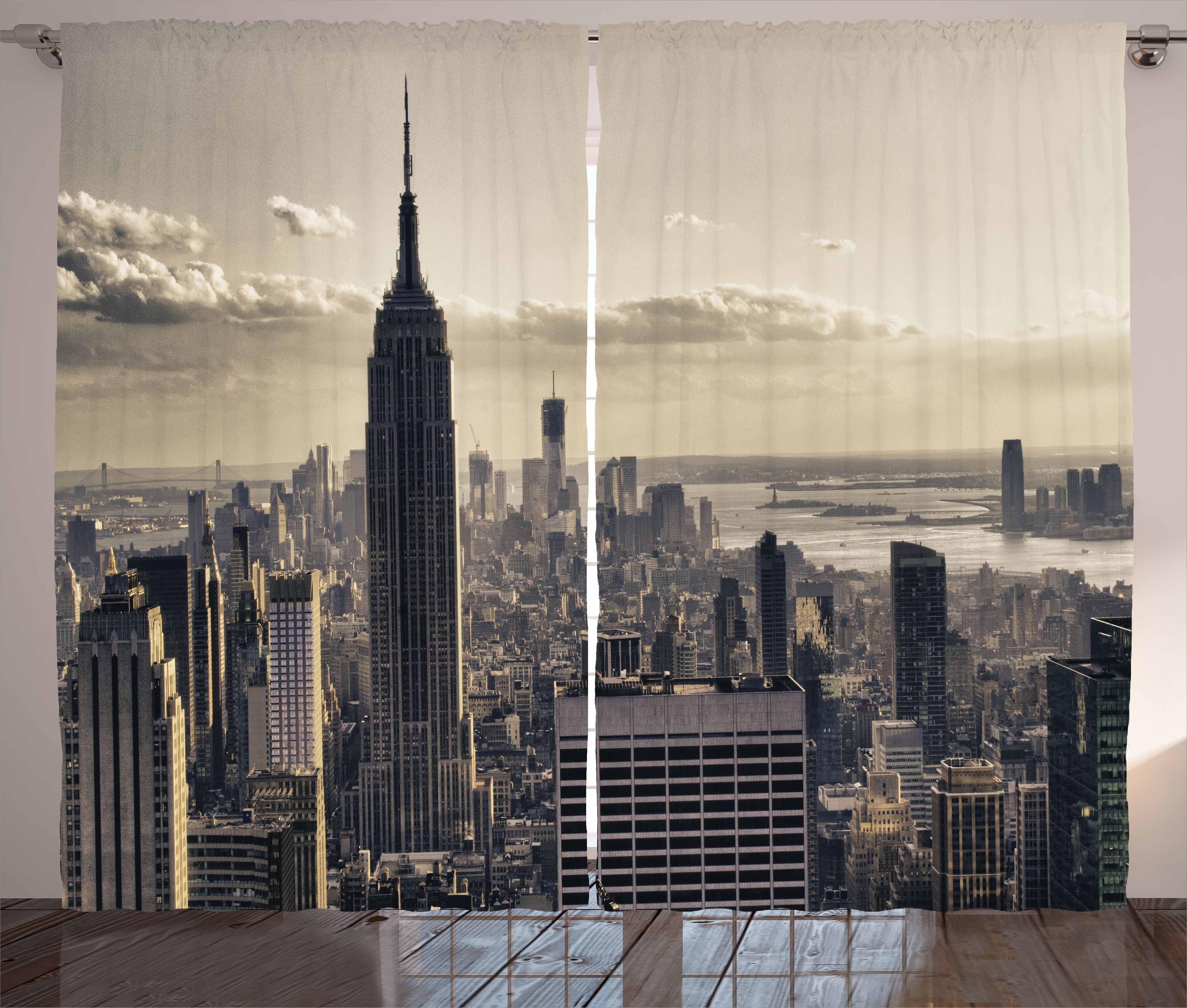 Schlafzimmer Gardine Vereinigte Schlaufen Kräuselband Abakuhaus, Haken, Staaten und Winterzeit NYC mit Vorhang