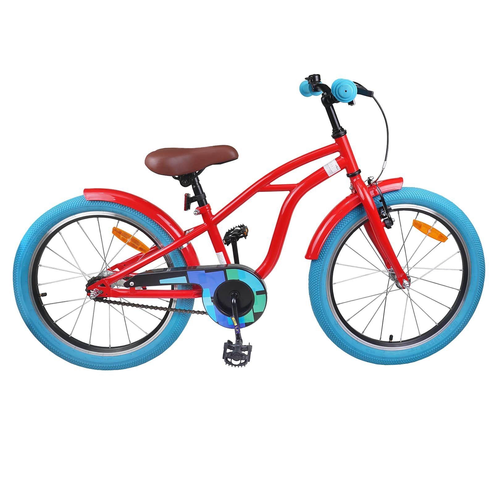 vidaXL Kinderfahrrad 123 x 51 x 78 cm Kinderfahrrad 18 Zoll für 5-7 Jahre alt Rot