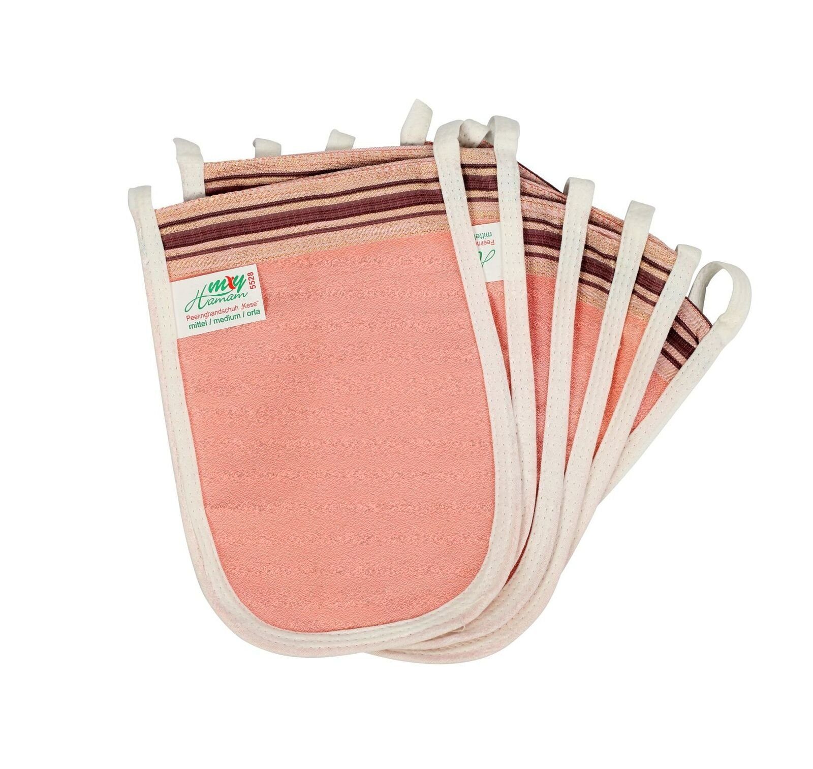 my Hamam Waschhandschuh Peelinghandschuh (Hamam Kese) rosa, mittel (12-tlg), Peeling & Reinigung der Haut