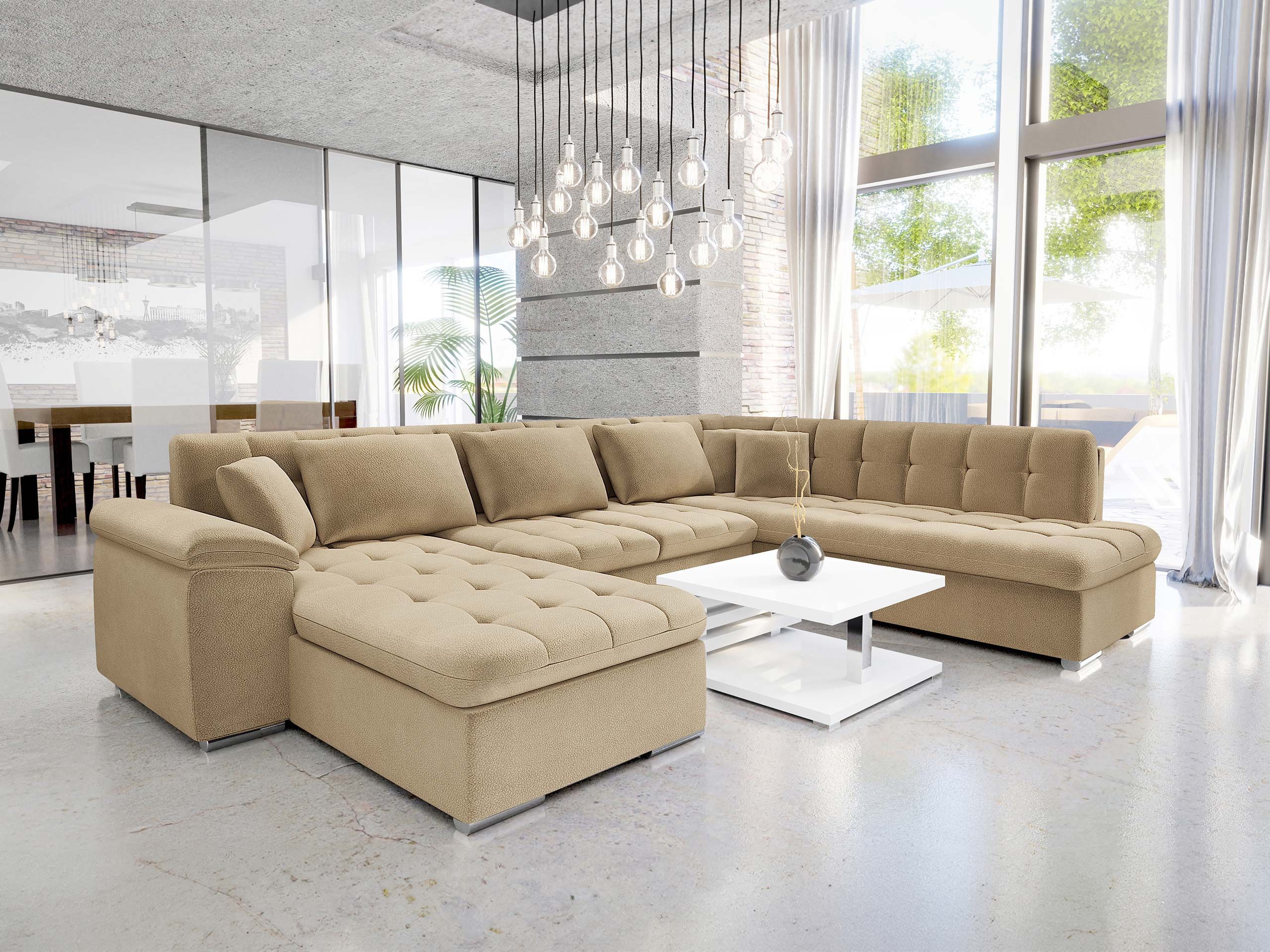MIRJAN24 Wohnlandschaft Niko Bis Premium, mit Bettkasten und Schlaffunktion, Kissen mit Reißverschlus, U-Form, B: 350 cm