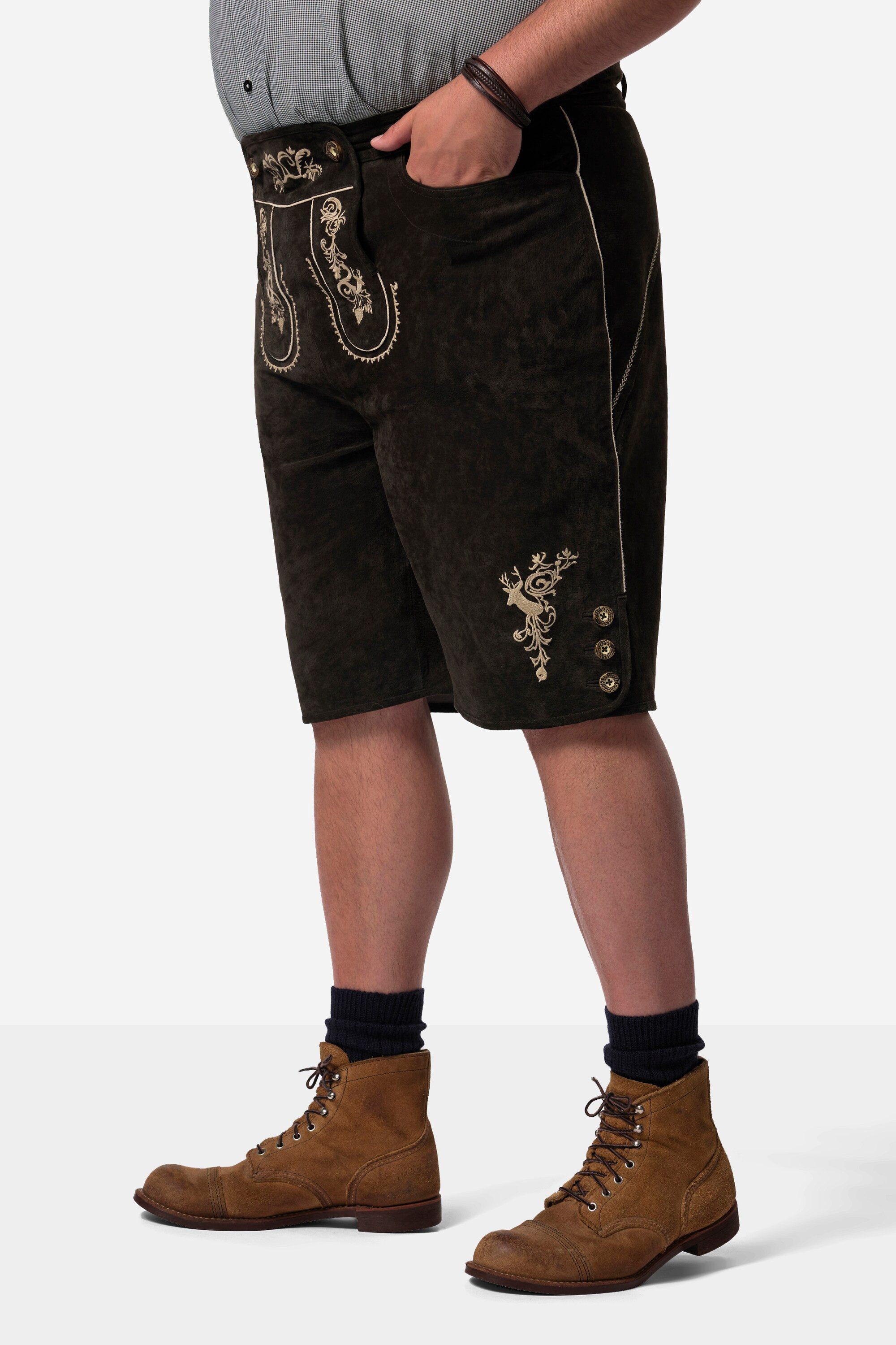 Men Plus Lederhose Trachten-Lederhose echtes Leder Stickereien