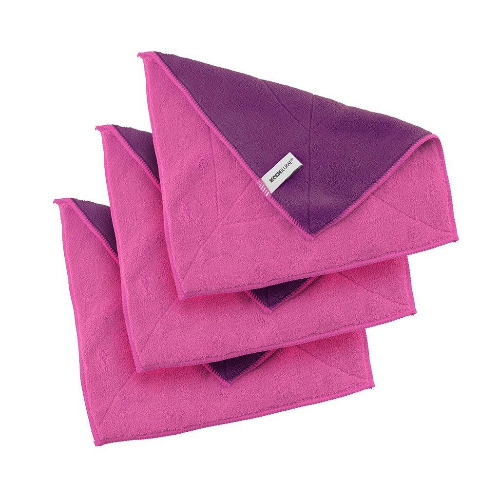 cm, Microfasertuch 30 3-tlg), Kochblume 800g/m² 30 (Spar-Set, x Qualtität Geschirrtuch pink/lila