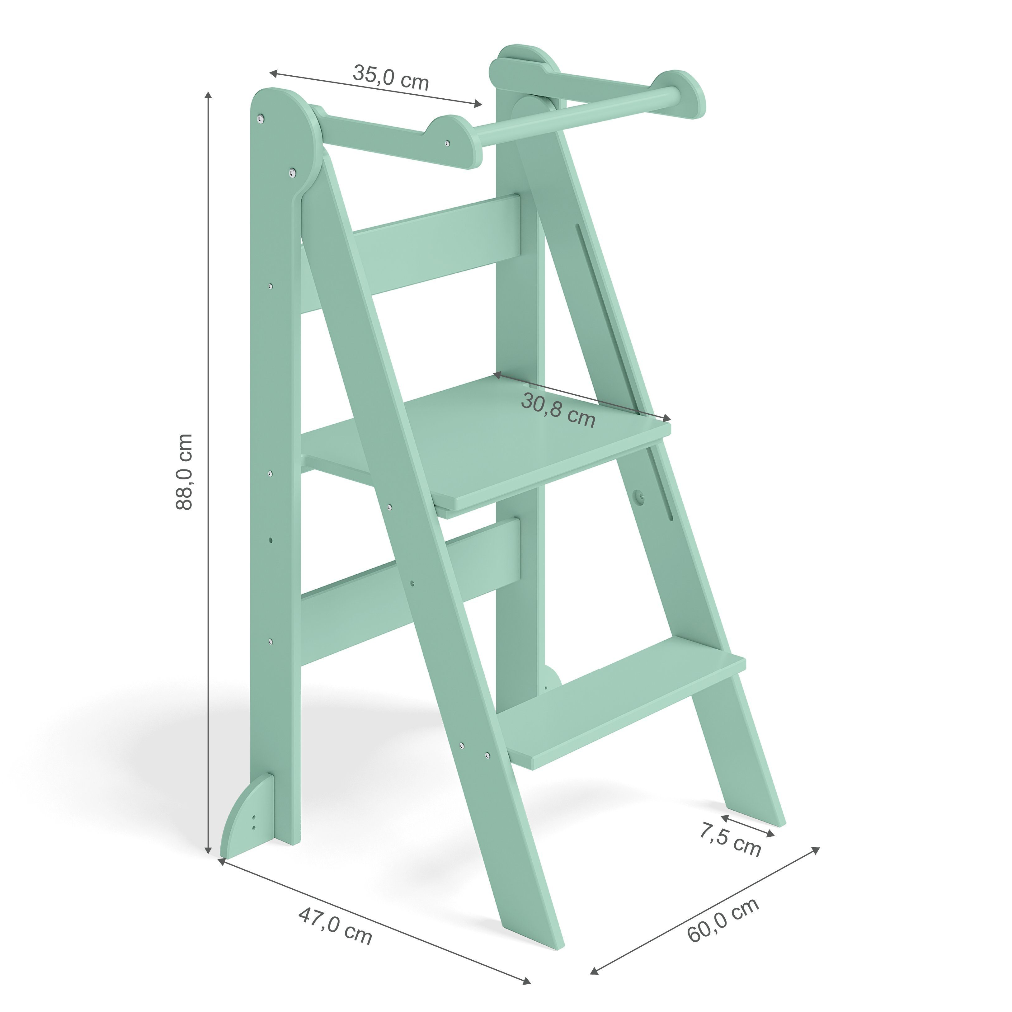 Bellabino Stehhilfe Tay (Lernturm), zusammenklappbar, mintgrün mintgrün 2-fach mintgrün höhenverstellbar, 