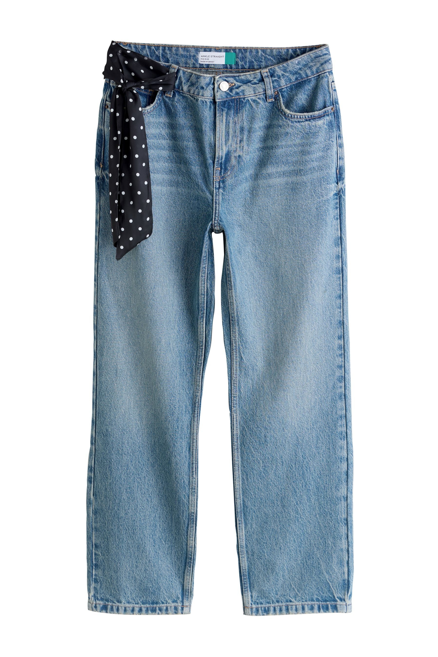 Gerade Jeans Knöchellange Straight Fit Jeans mit Schal