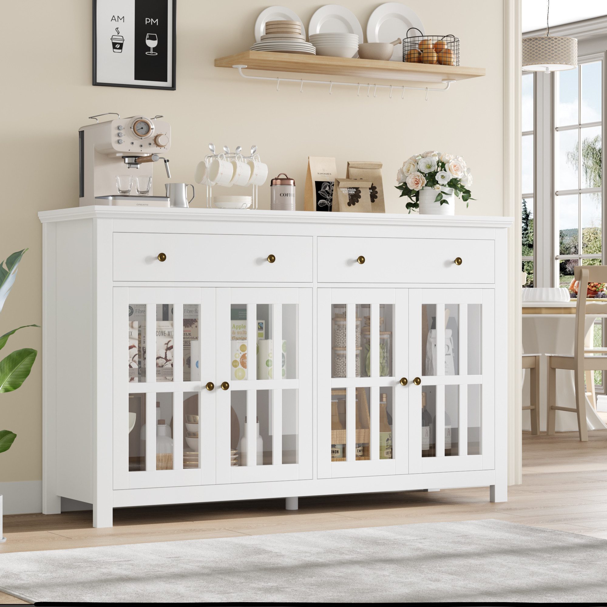 Homfa Sideboard Küchenschrank, Buffetschrank mit 2 günstig online kaufen