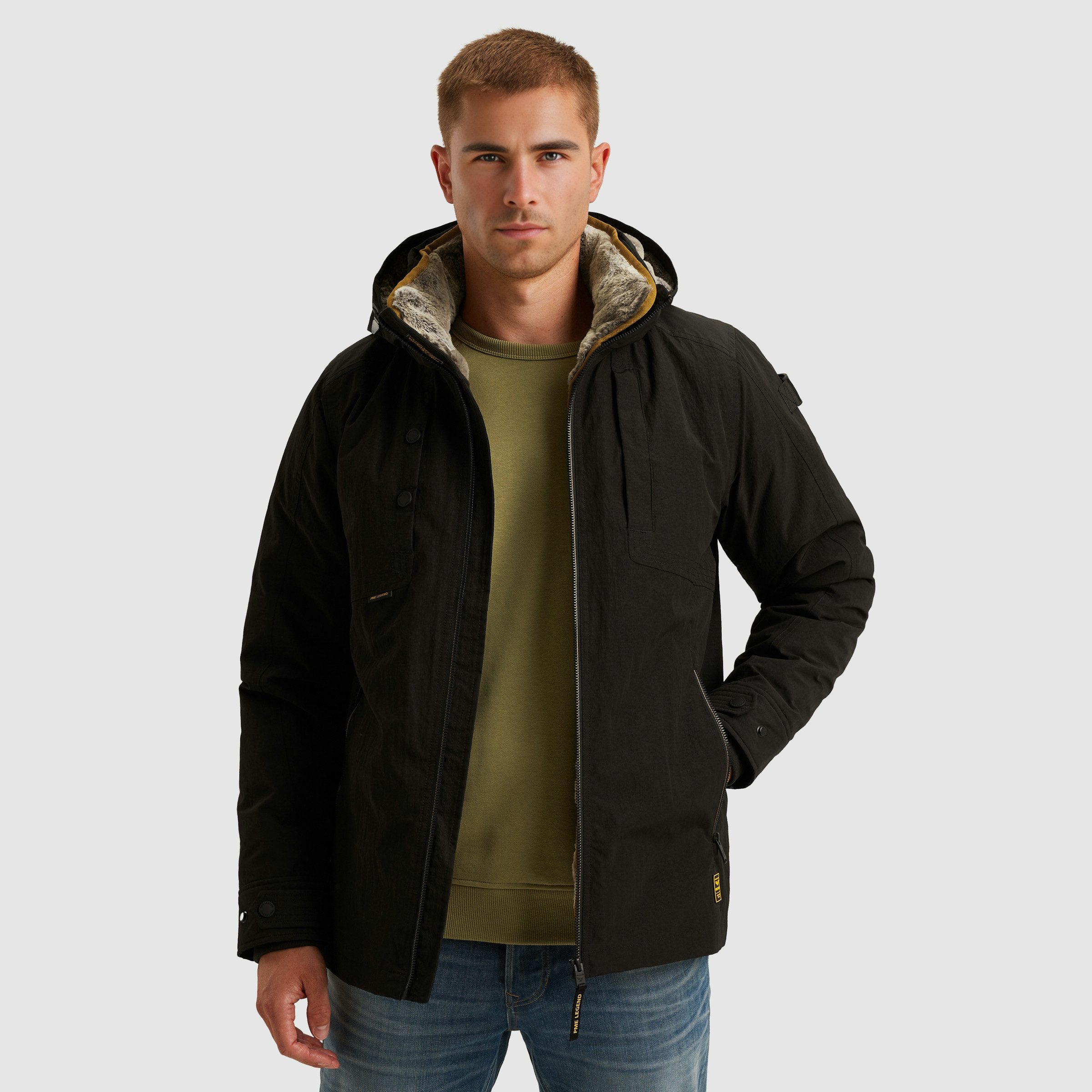 PME LEGEND Winterjacke Herausnehmbares Fellimitat günstig online kaufen