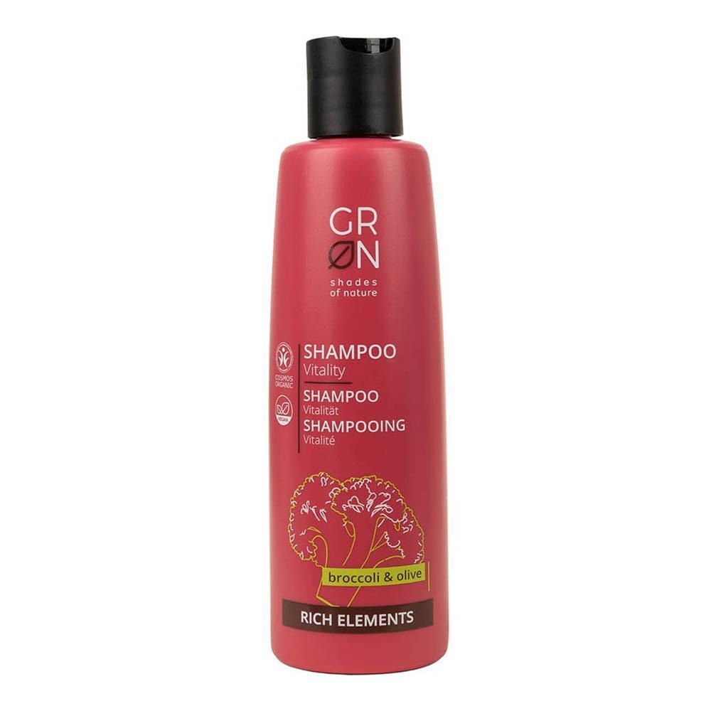 GRN - Shades of broccoli & Vitality olive Elements Rich Shampoo nature 250ml - Haarshampoo