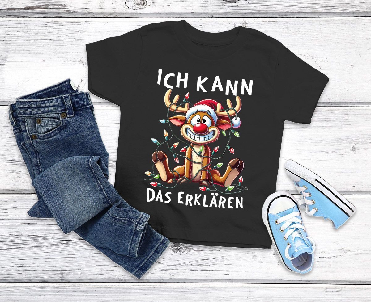 MoonWorks Print-Shirt Kinder T-Shirt Weihnachten Rentier Elch Spruch Lustig Weihnachtsshirt