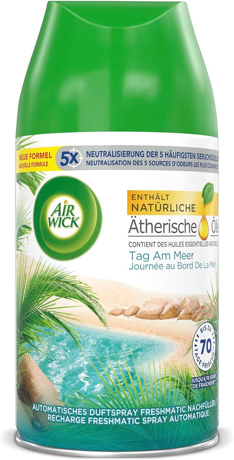 Air Wick Raumduft Freshmatic Max Nachfüller Tag am Meer 6 x 250ml (Jahresvorrat, 6-St., Automatisches Duftspray), mit ätherischen Ölen