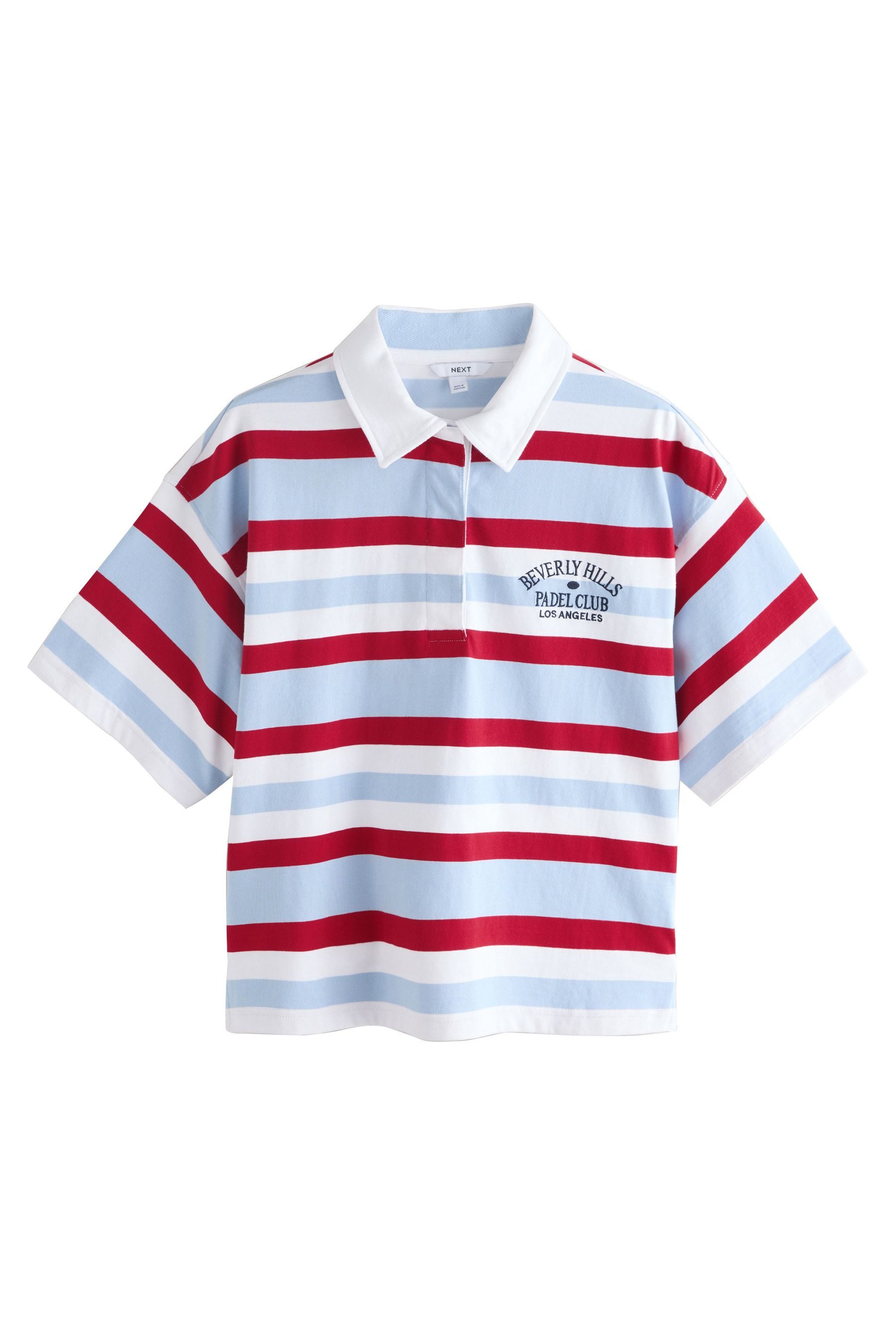 Next Poloshirt Gestreiftes Rugby-Poloshirt mit kurzen Ärmeln (1-tlg)