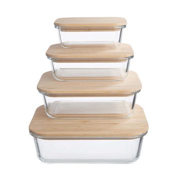 BUTLERS Vorratsdose NATURALS Lunchbox mit Bambusdeckel 1500ml, Bambus, Silikon, Borosilikatglas