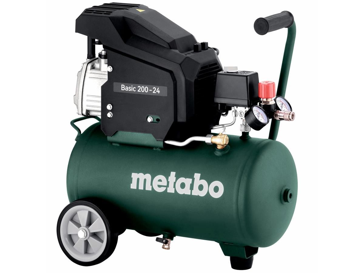 metabo Kompressor Basic 200-24, 1200 W, max. 8 bar, 24 l, 2-tlg., 1,2 kW Motorleistung, 8 bar Betriebsdruck