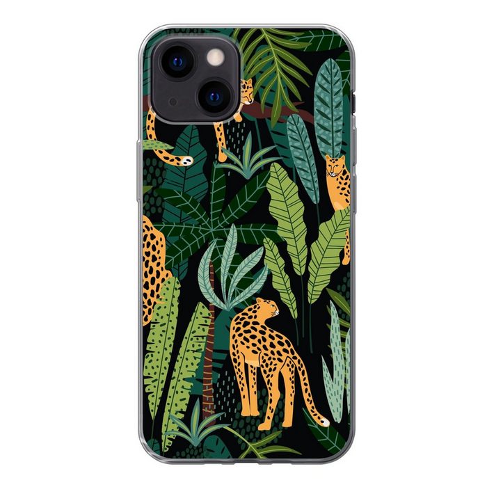 MuchoWow Handyhülle Dschungel - Panther - Muster - Jungen - Mädchen - Pflanzen Handyhülle Apple iPhone 13 Mini Smartphone-Bumper Print Handy
