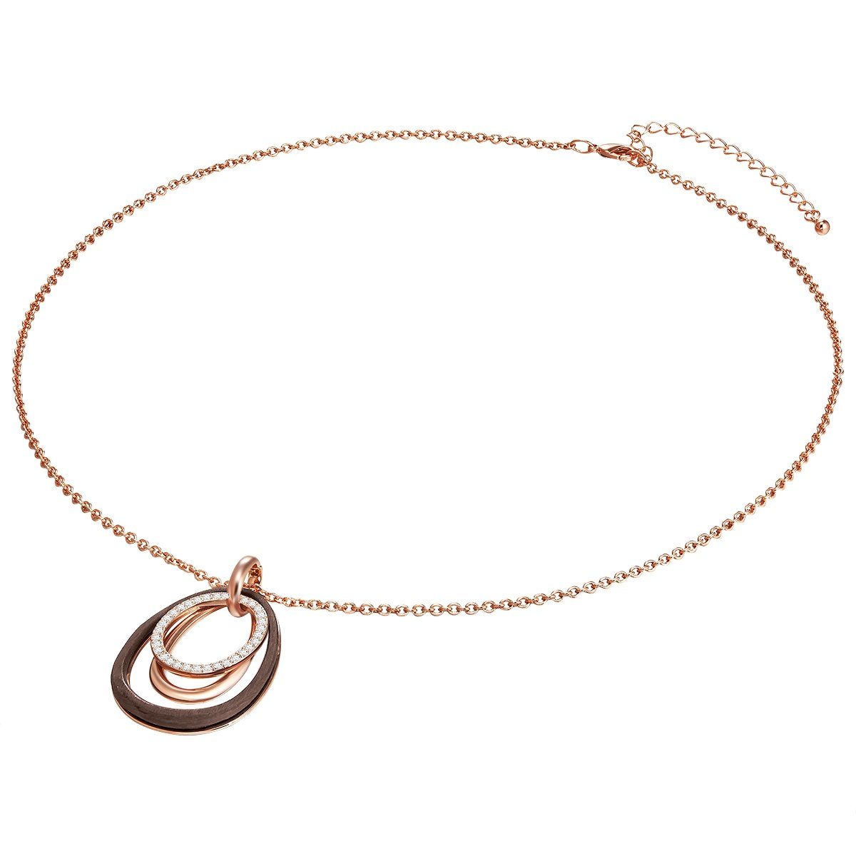 Lulu & Jane Collier Kette Anhänger mit von Swarovski® Kristallen verziert roségold mit