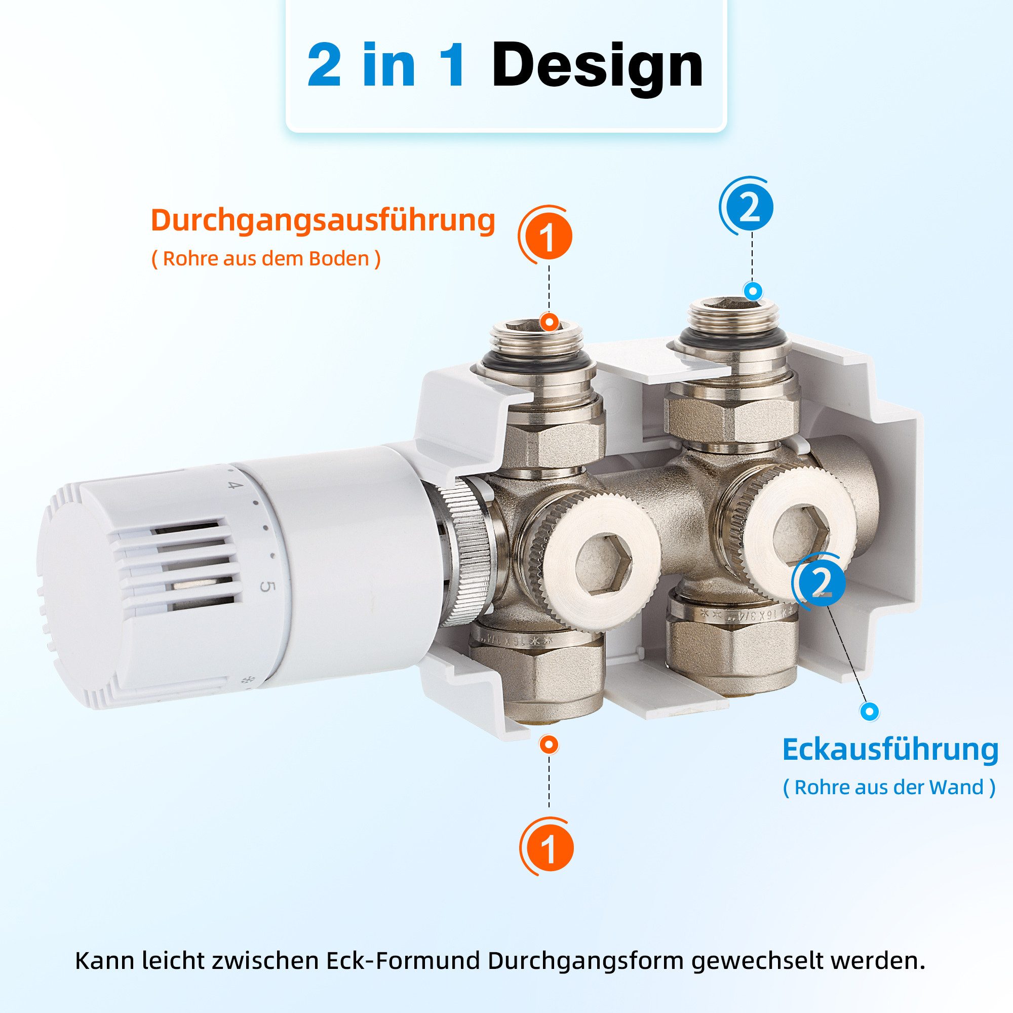 GIMBELEN Heizkörperthermostat Heizkörperventil-Set mit Thermostat, Eck-/Dur günstig online kaufen