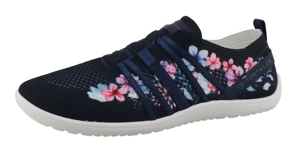 TOM TAILOR Patty Slip-On Sneaker Freizeitschuh, Halbschuh, Slipper mit hübschen Blütendrucken