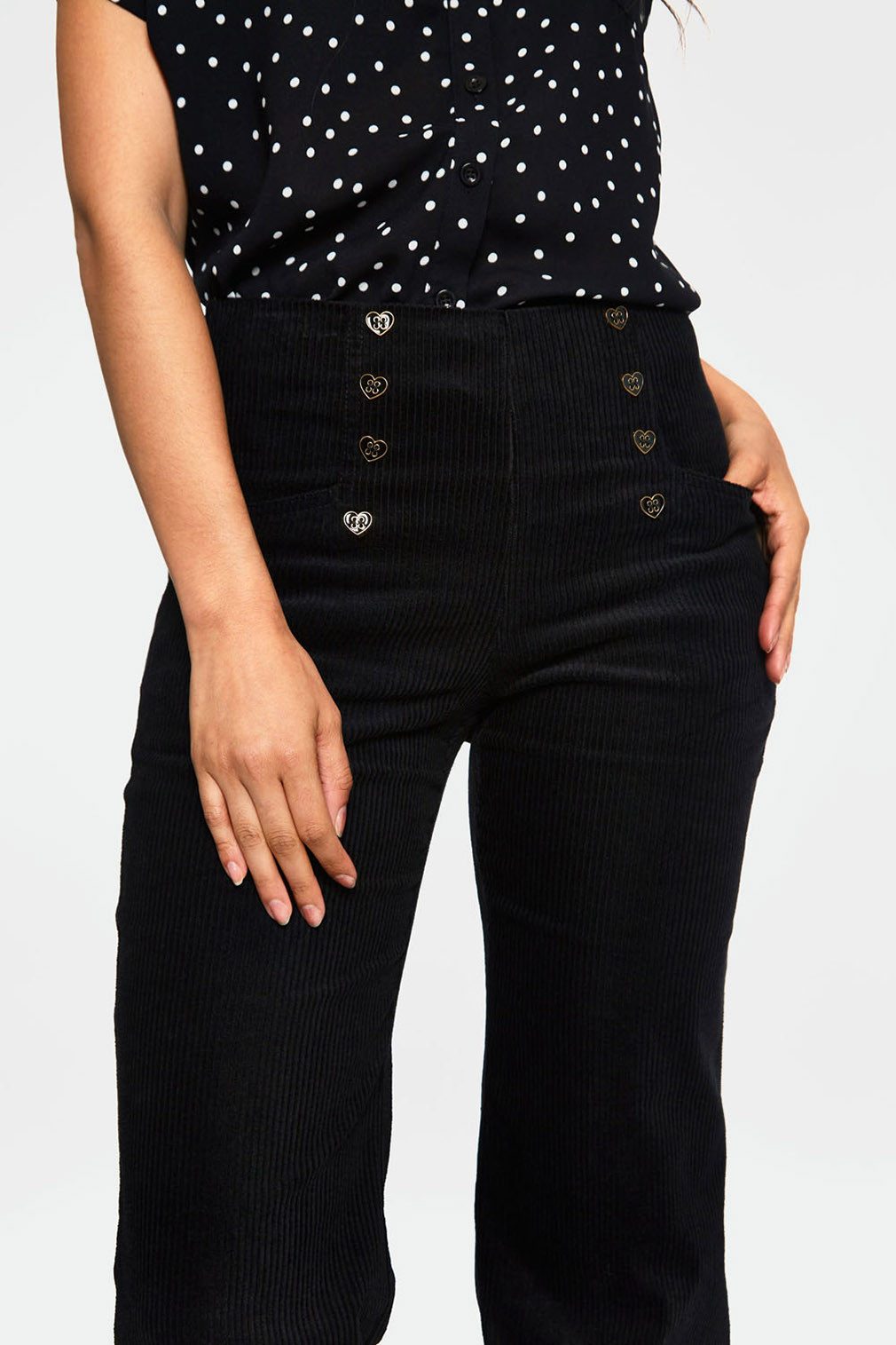 Voodoo Vixen Schlaghose Blith Black Vintage Trousers 60er Jahre Stil günstig online kaufen