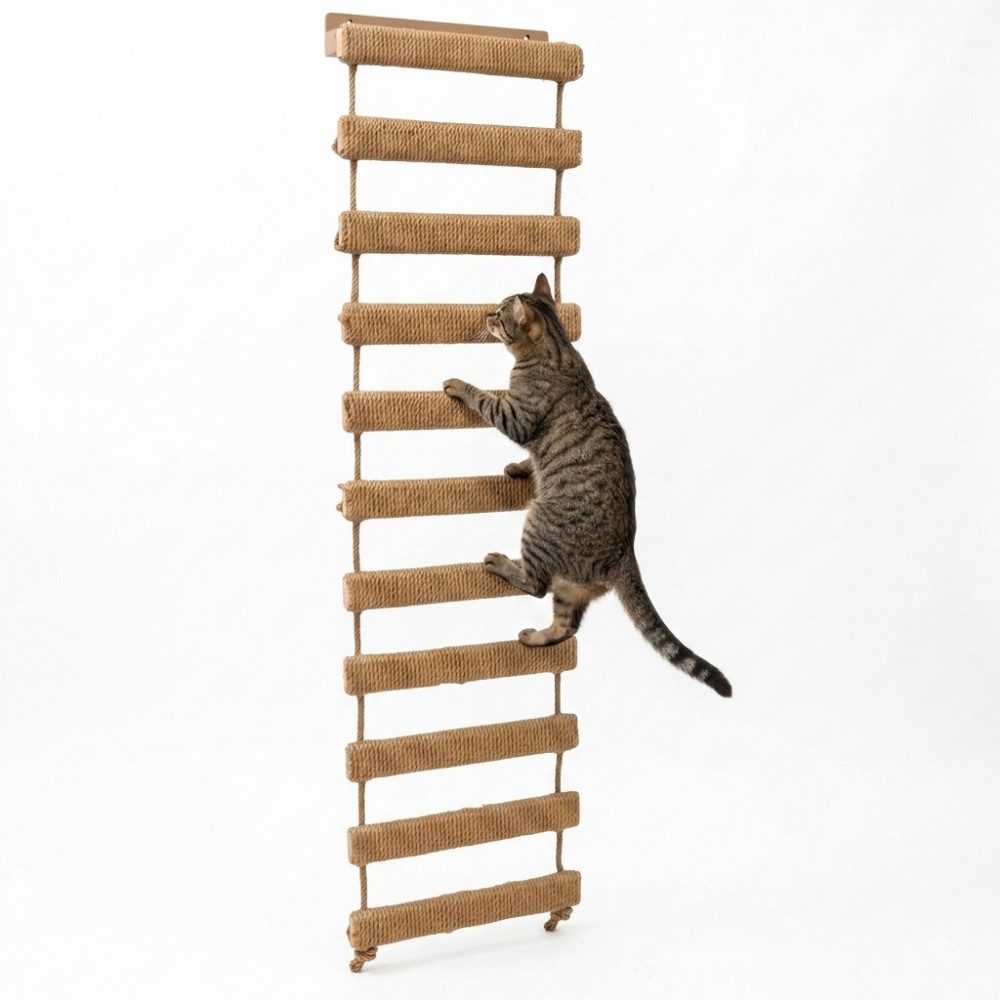 Athlix Katzen-Kletterwand Wandmontierbare Katzen-Kletterleiter Katzenbrücke Kratzbaum, Rutschfest, kratzfest, platzsparend & erweiterbar