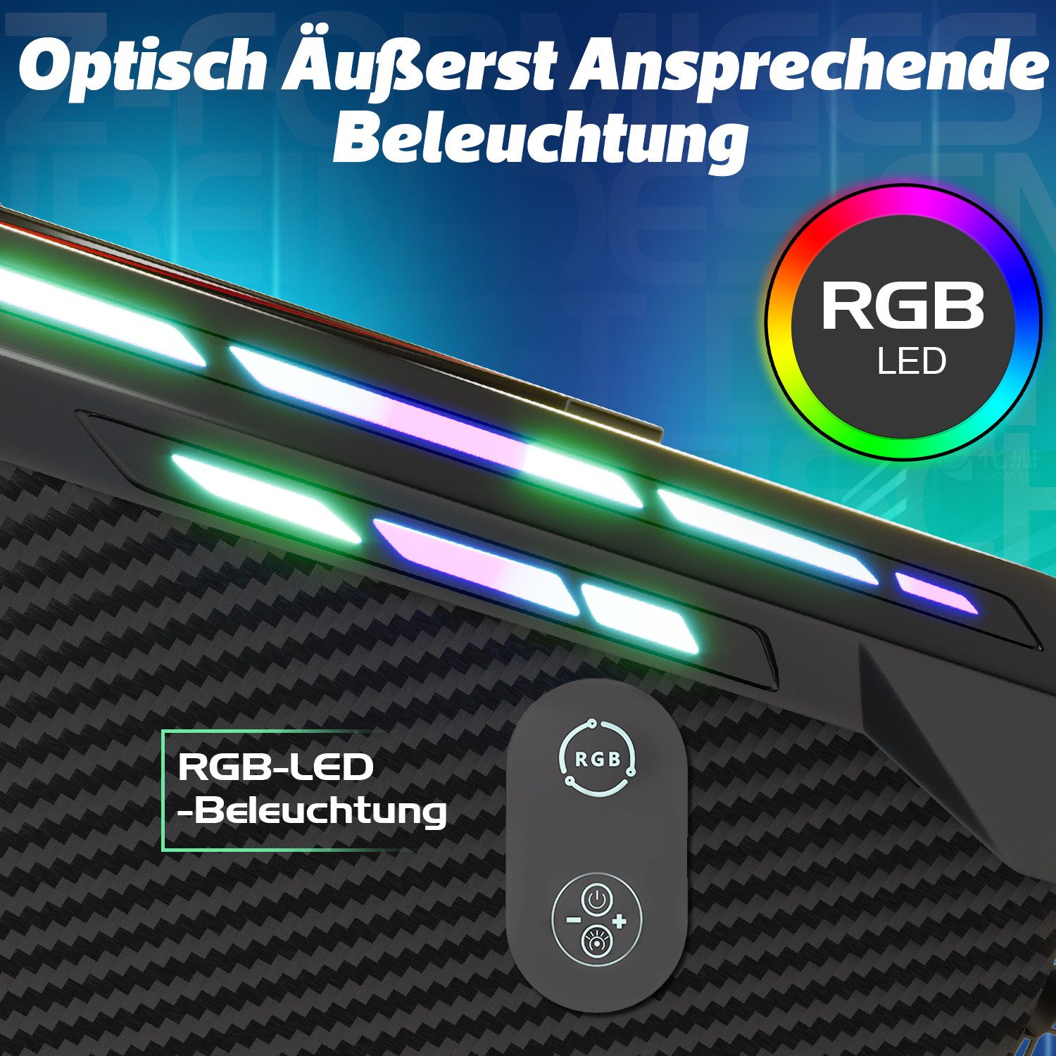 Furnicopia Gamingtisch 120/140/160cm Gaming Schreibtisch mit RGB Computertisch Gamer PC tisch (Schreibtisch mit Becherhalter und Kopfhörerhaken,Z-förmige Tischb – Bild 4 von 5