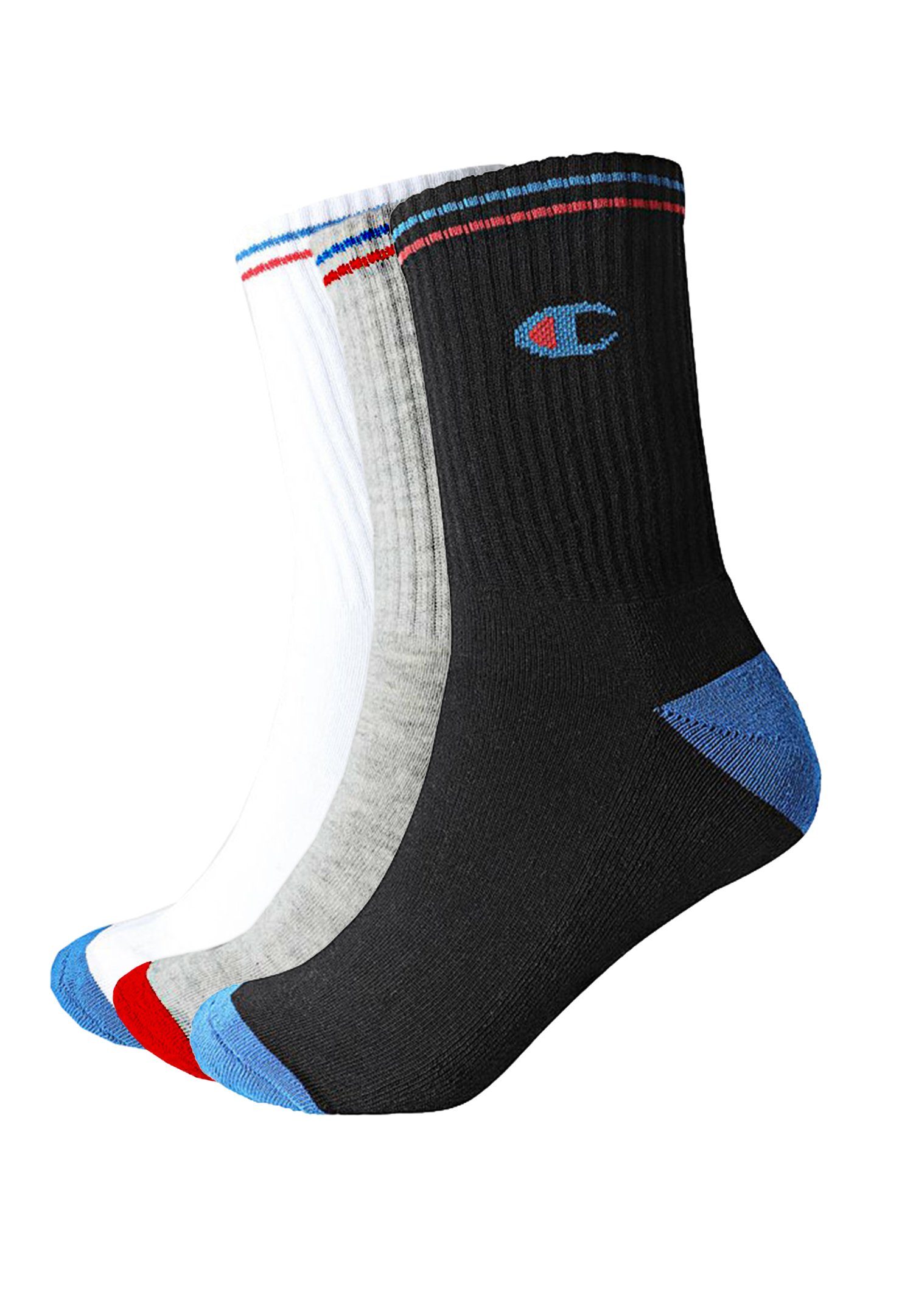 Kurzsocken schwarz Socks Paar - weiß grau - 3 (3-Paar) Crew Champion