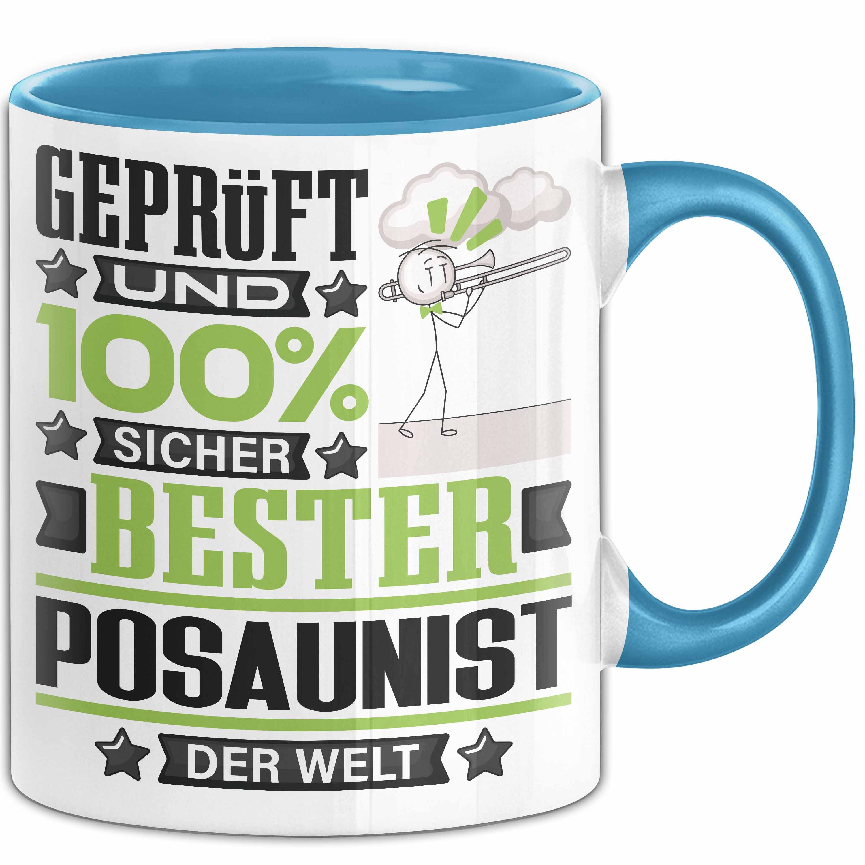 Trendation Tasse Posaunist Geschenk Lustiger Spruch für Posaunist Geschenkidee Bester P, Keramik