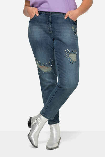 Angel of Style Regular-fit-Jeans Jeans Slim Fit verzierte Destroy-Effekte 5-Pocket