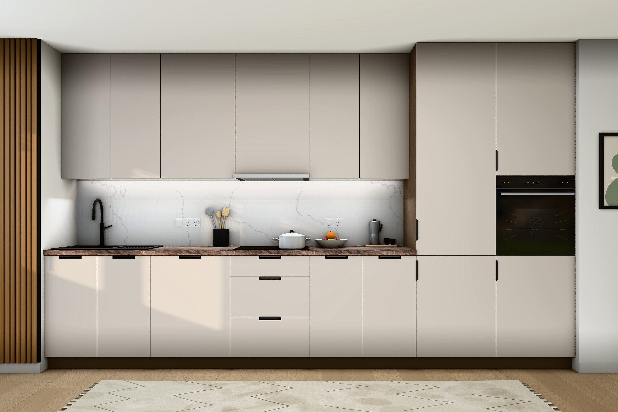 ROYAL24_MARKT Küchenzeile K73-G400 R - Kompakte Form, maximale Funktionalität, (Komplett Set), Top Qualität - Modernes Design - Feinste Materialien.
