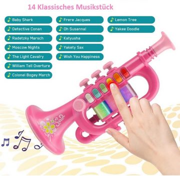 DTC GmbH Spielzeug-Musikinstrument Beleuchtete Lektion Trompete spielen-Rosa, (Lasst uns zusammen ein Lied spielen)