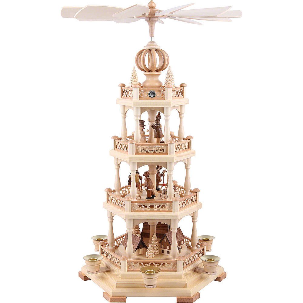 Müller Kleinkunst GmbH Seiffen Weihnachtspyramide 4-stöckige Pyramide Erzgebirgsmotiv (54cm) von Müller Kleinkunst